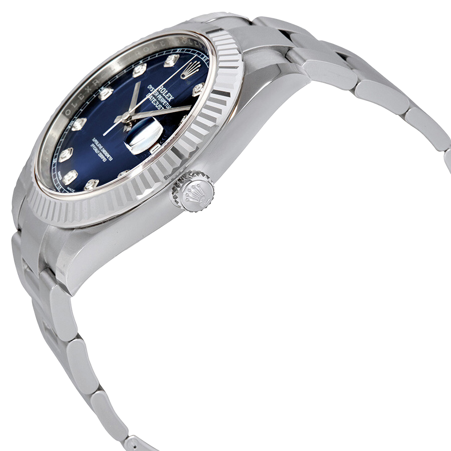 Datejust 41mm Oystersteel and white gold, blue and diamond-set dial 126334-0015