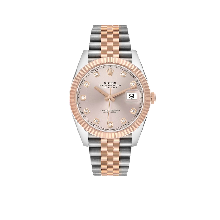 Datejust 41 Steel Everose Gold Sundust Diamond Dial Mens Watch 126331