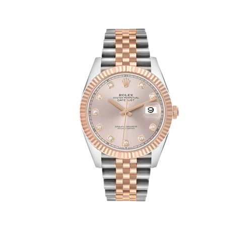 Datejust 41 Steel Everose Gold Sundust Diamond Dial Mens Watch 126331