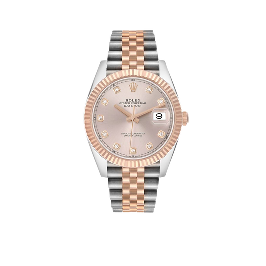 Datejust 41 Steel Everose Gold Sundust Diamond Dial Mens Watch 126331