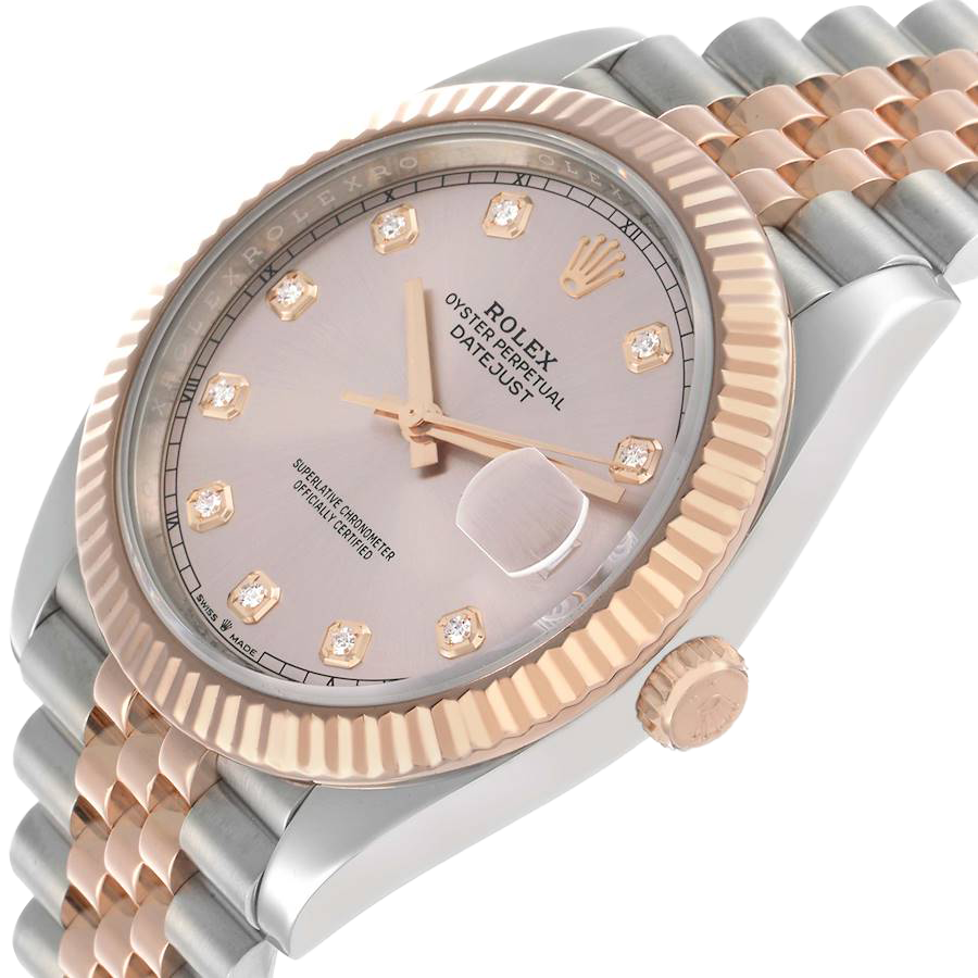 Datejust 41 Steel Everose Gold Sundust Diamond Dial Mens Watch 126331
