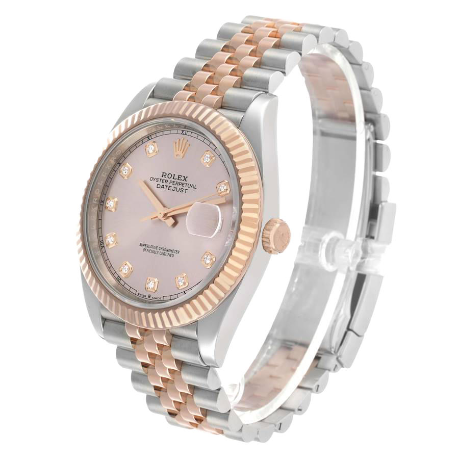 Datejust 41 Steel Everose Gold Sundust Diamond Dial Mens Watch 126331