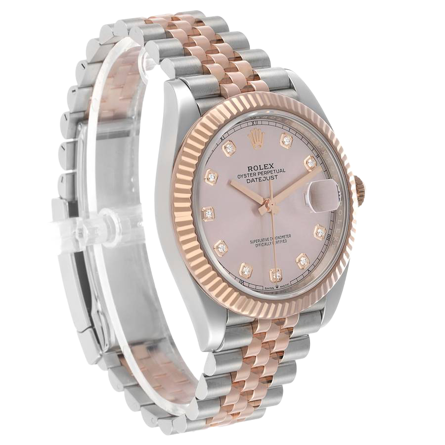 Datejust 41 Steel Everose Gold Sundust Diamond Dial Mens Watch 126331