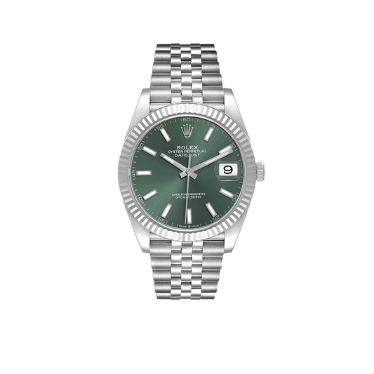 Datejust 41mm Steel White Gold Mint Green Dial Mens Watch 126334