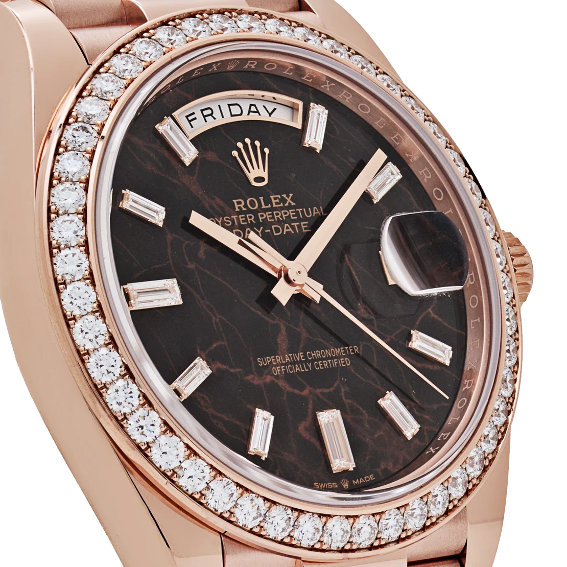 Day-Date 40 228345RBR Rose Gold Eisenkiesel Diamond Dial Diamond Bezel