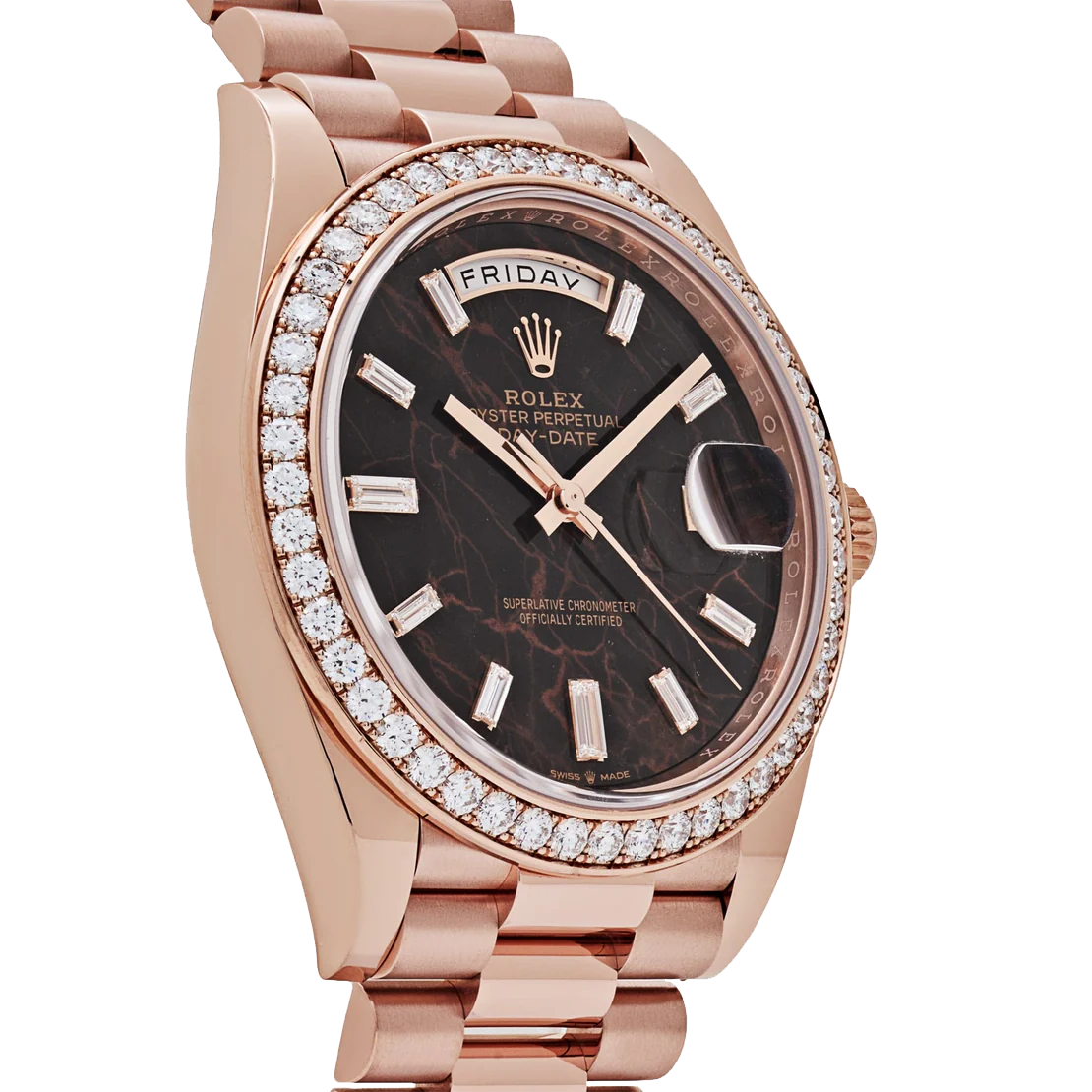 Day-Date 40 228345RBR Rose Gold Eisenkiesel Diamond Dial Diamond Bezel