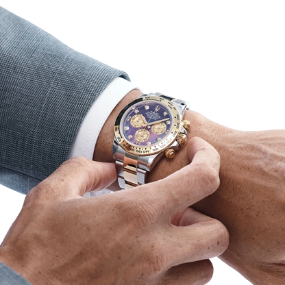 Daytona 40mm Yellow Gold Stainless Steel Black Mother of Pearl Diamond Dial 116503
