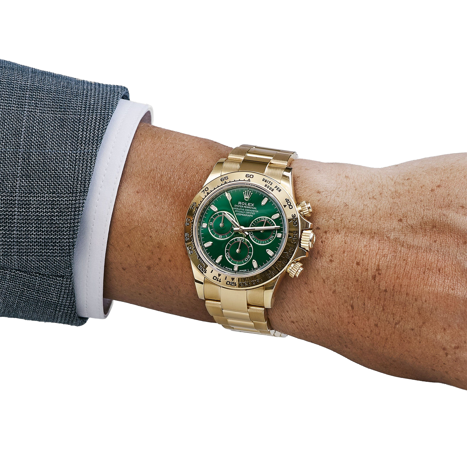 Daytona 40mm Yellow Gold John Mayer Green Dial Mens Watch 116508