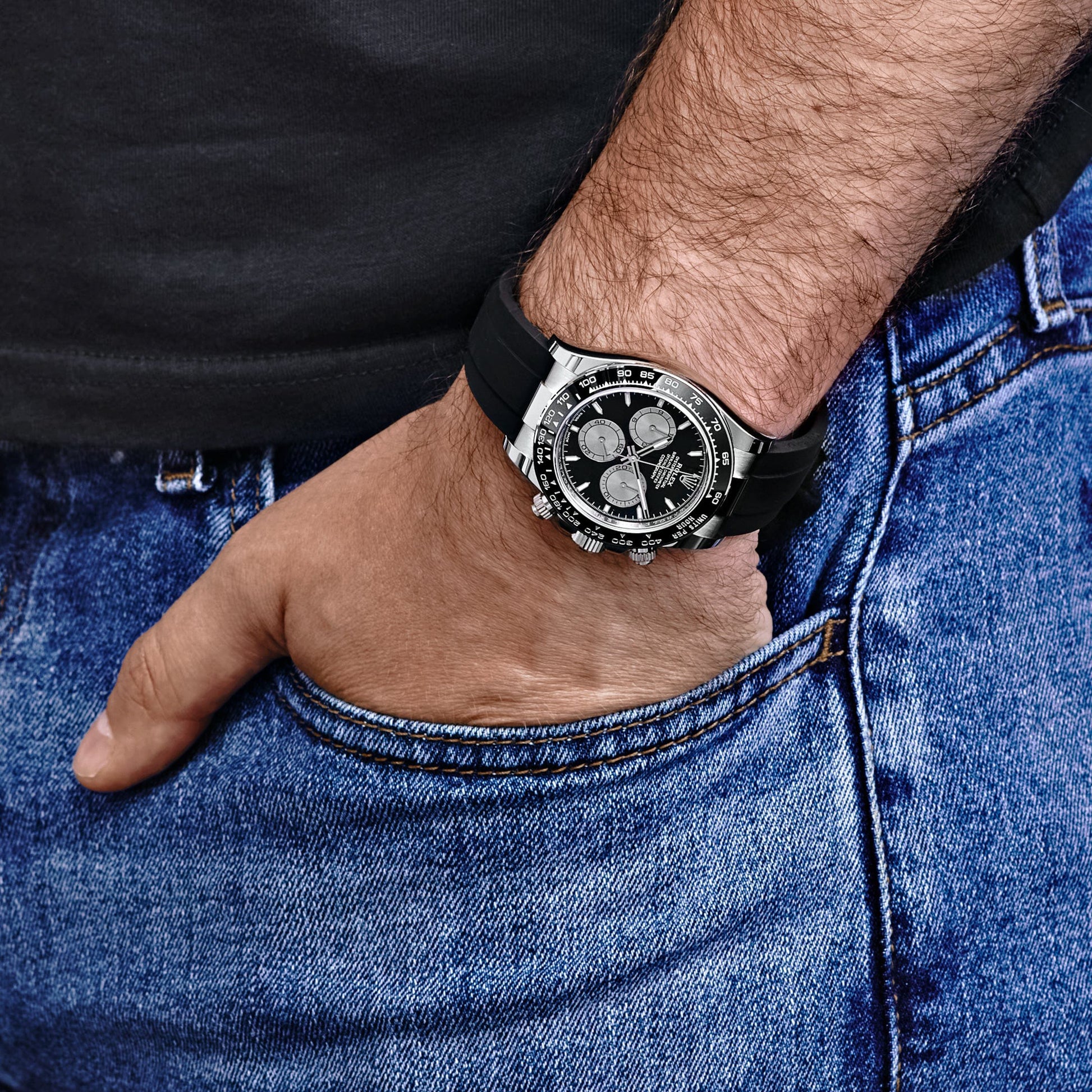 Daytona 40mm Baby Le Mans White Gold Black Dial 126519LN