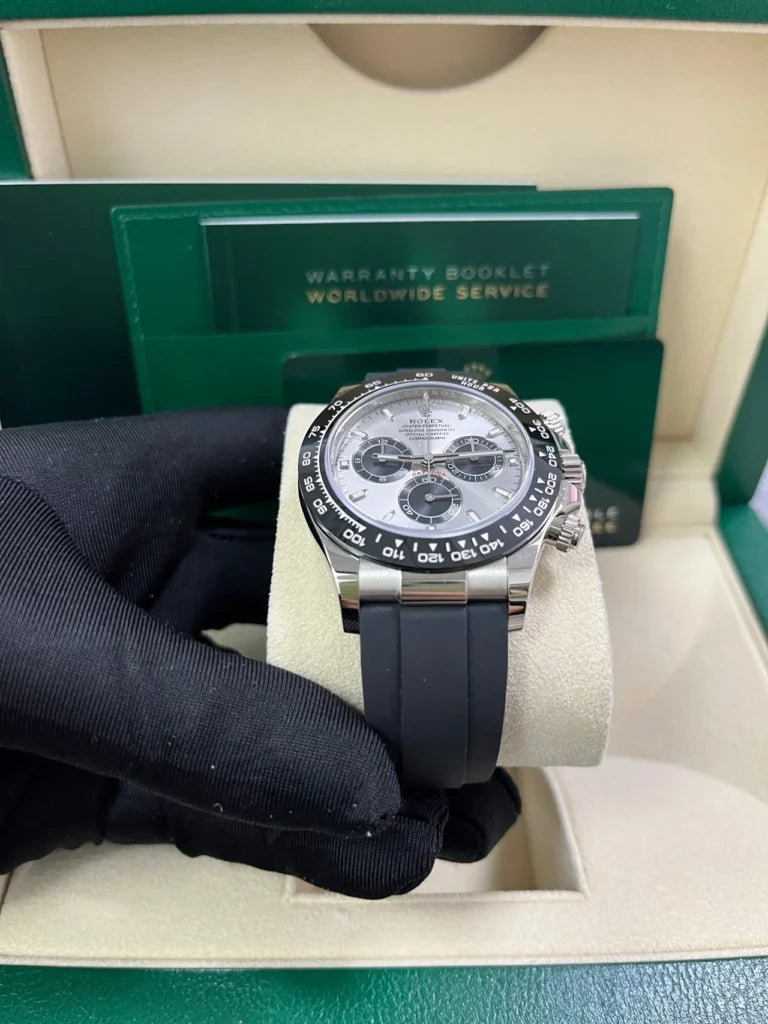 Daytona 40mm 116519 White Gold Steel Index Black Oysterflex Rubber Strap (Super Clone)