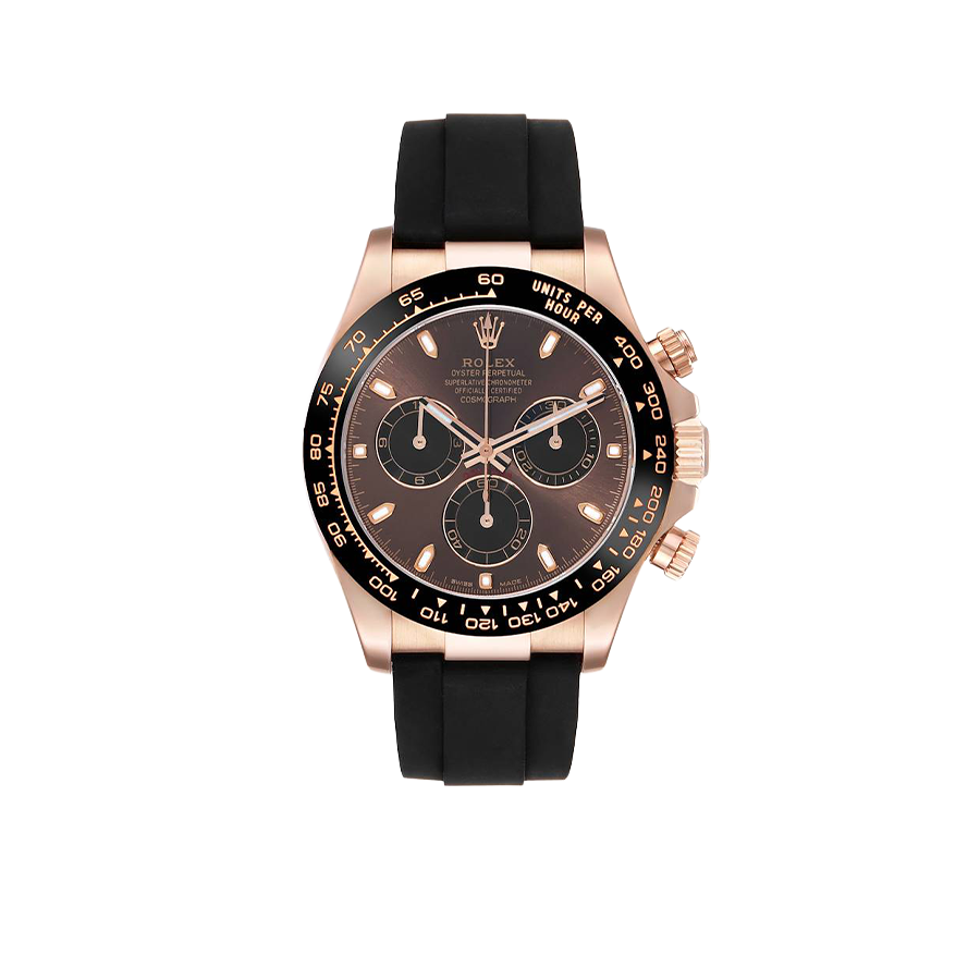 Daytona 40mm Rose Gold Oysterflex Chocolate Dial Mens Watch 116515