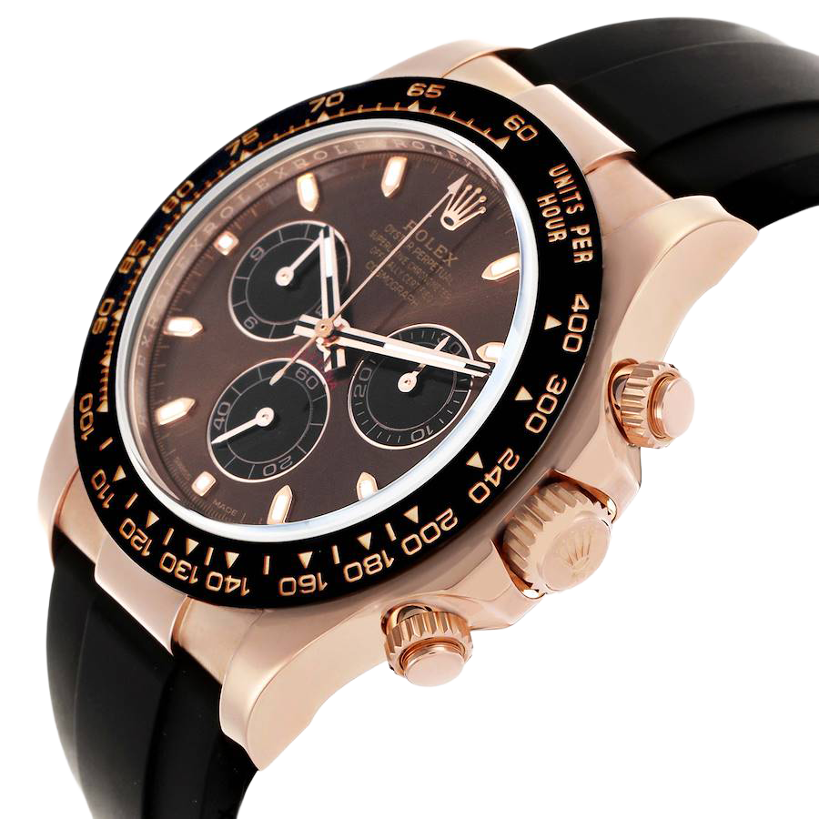 Daytona 40mm Rose Gold Oysterflex Chocolate Dial Mens Watch 116515