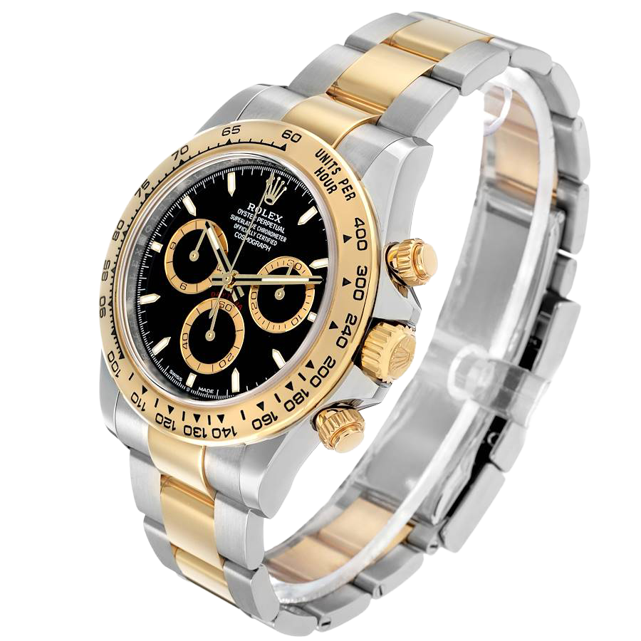 Daytona 40mm Steel Yellow Gold Black Dial Mens Watch 126503