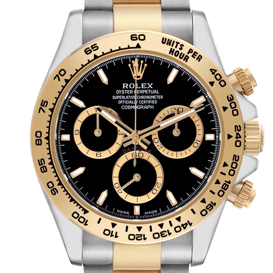 Daytona 40mm Steel Yellow Gold Black Dial Mens Watch 126503