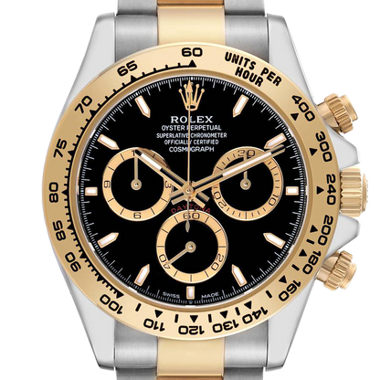 Daytona 40mm Steel Yellow Gold Black Dial Mens Watch 126503