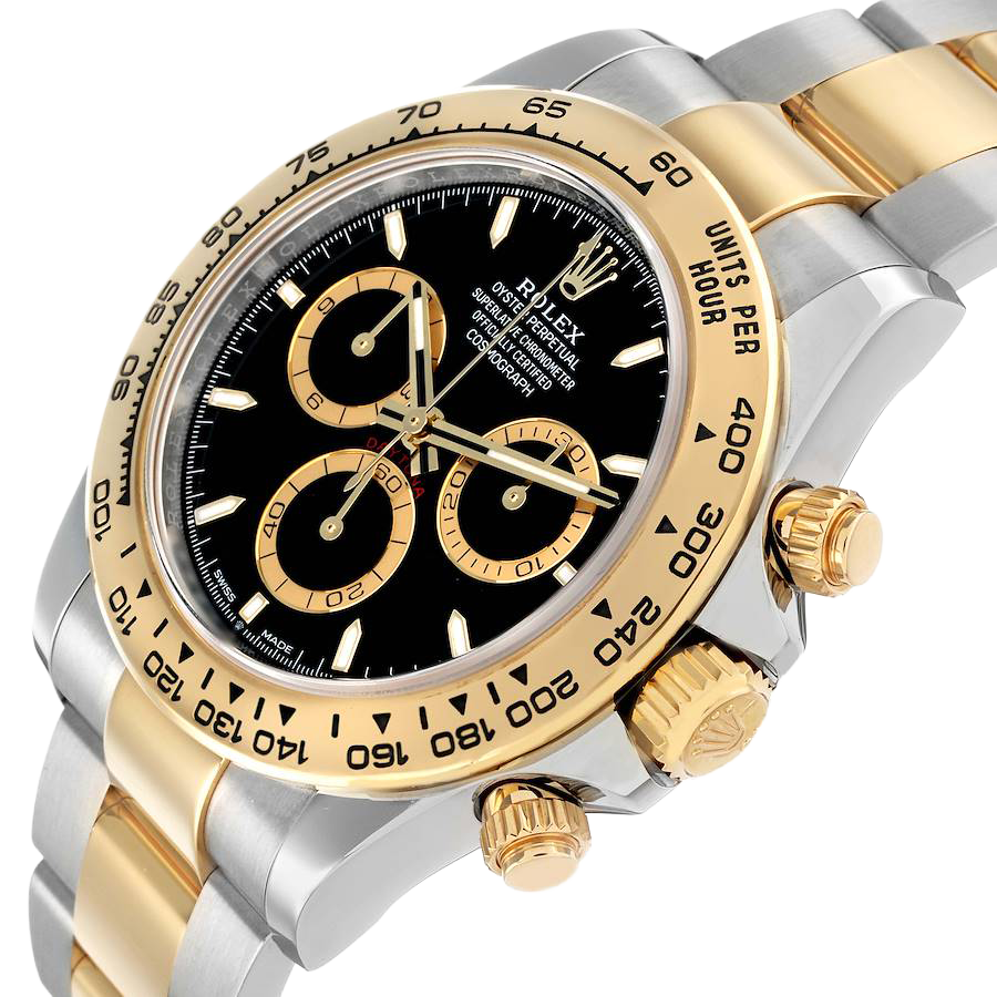 Daytona 40mm Steel Yellow Gold Black Dial Mens Watch 126503