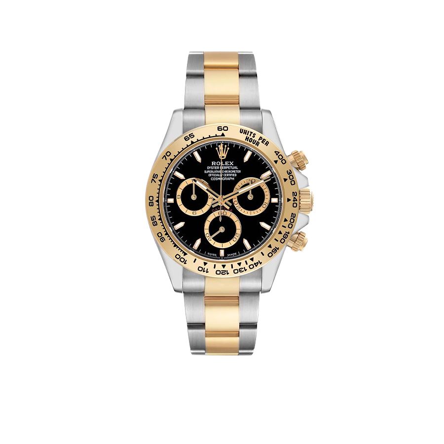 Daytona 40mm Steel Yellow Gold Black Dial Mens Watch 126503