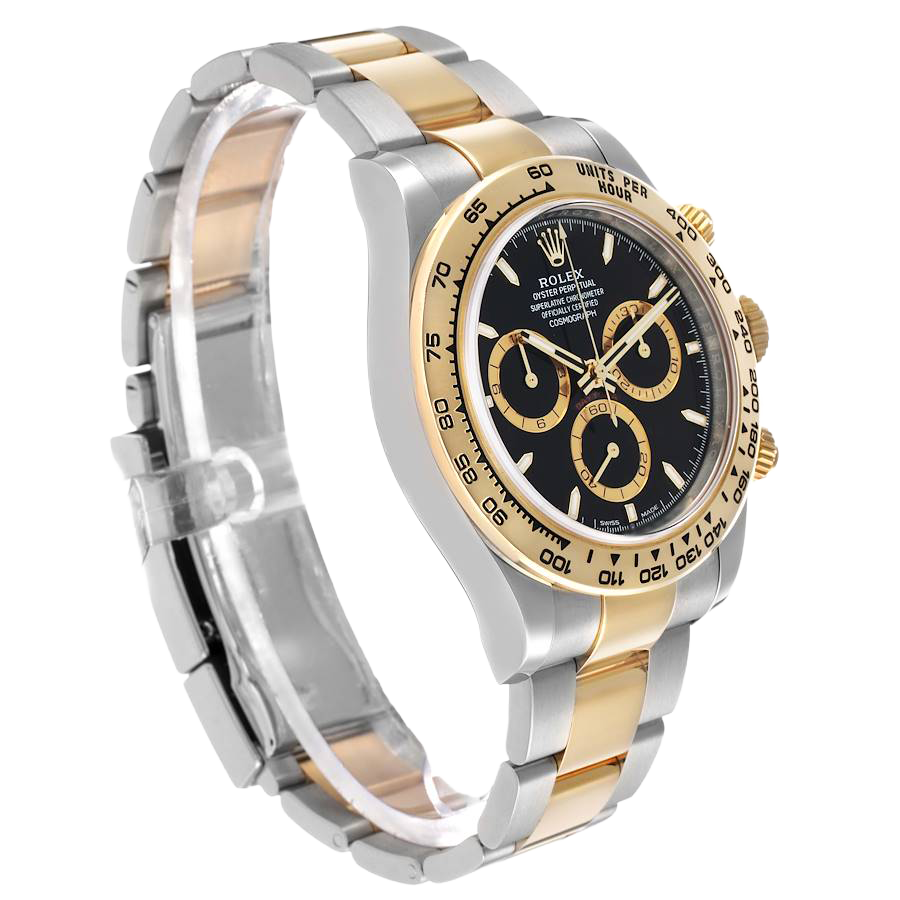 Daytona 40mm Steel Yellow Gold Black Dial Mens Watch 126503