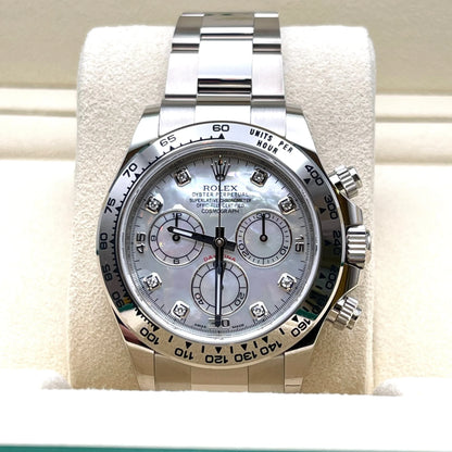 Daytona 40mm White Gold Mother Of Pearl Diamond Dial 116509