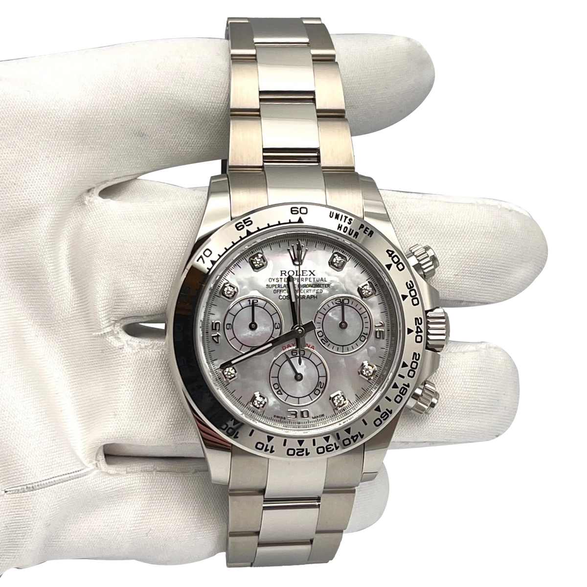 Daytona 40mm White Gold Mother Of Pearl Diamond Dial 116509