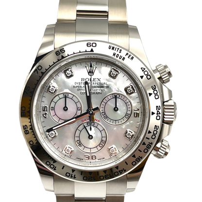 Daytona 40mm White Gold Mother Of Pearl Diamond Dial 116509