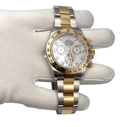 Daytona 40mm Yellow Gold Stainless Steel Mother of Pearl Diamond Dial 116503