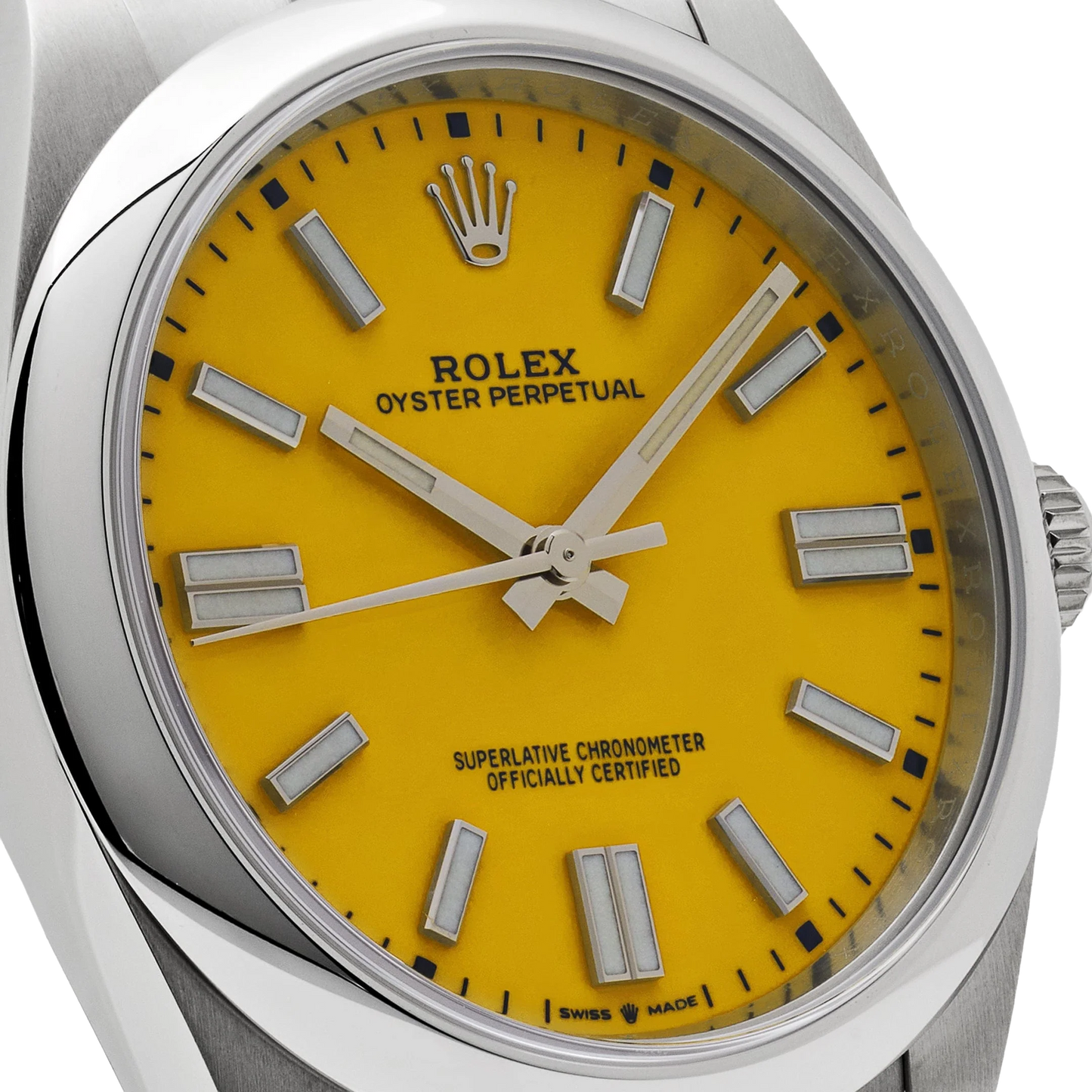 Oyster Perpetual 41mm Stainless Steel Yellow Dial Men Watch 124300-0004