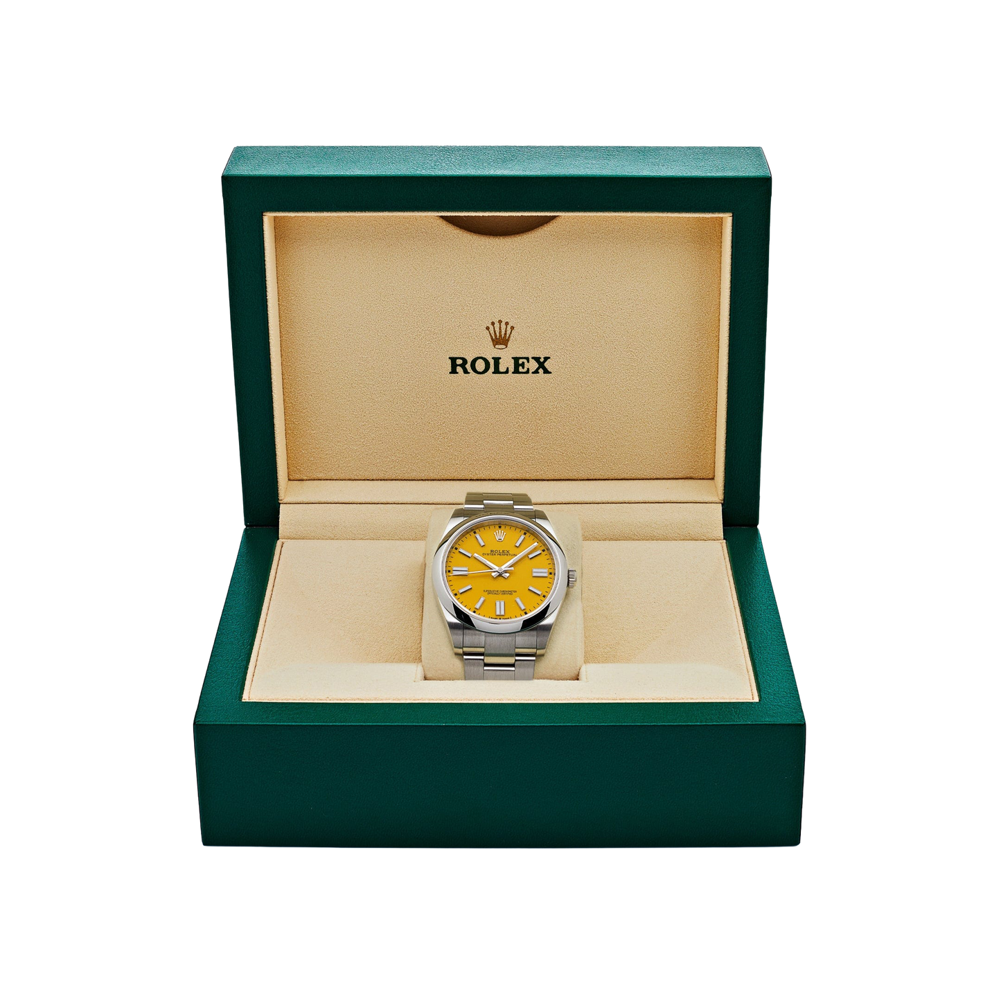 Oyster Perpetual 41mm Stainless Steel Yellow Dial Men Watch 124300-0004
