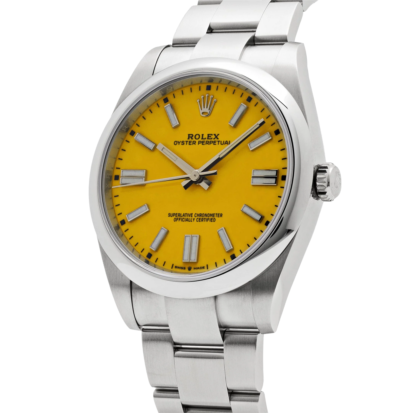 Oyster Perpetual 41mm Stainless Steel Yellow Dial Men Watch 124300-0004