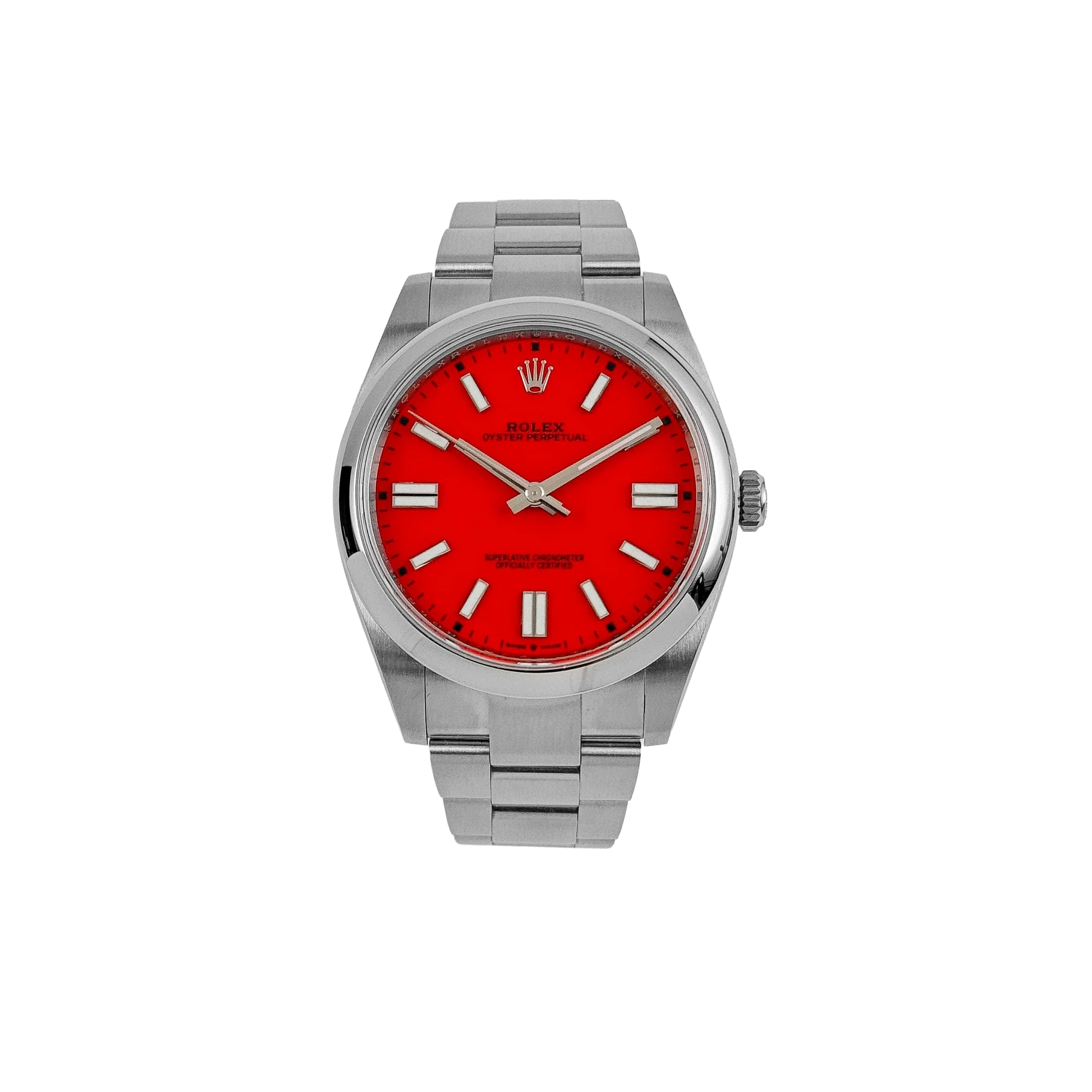 Oyster Perpetual 41mm Stainless Steel Coral Red Dial 124300 - 0007