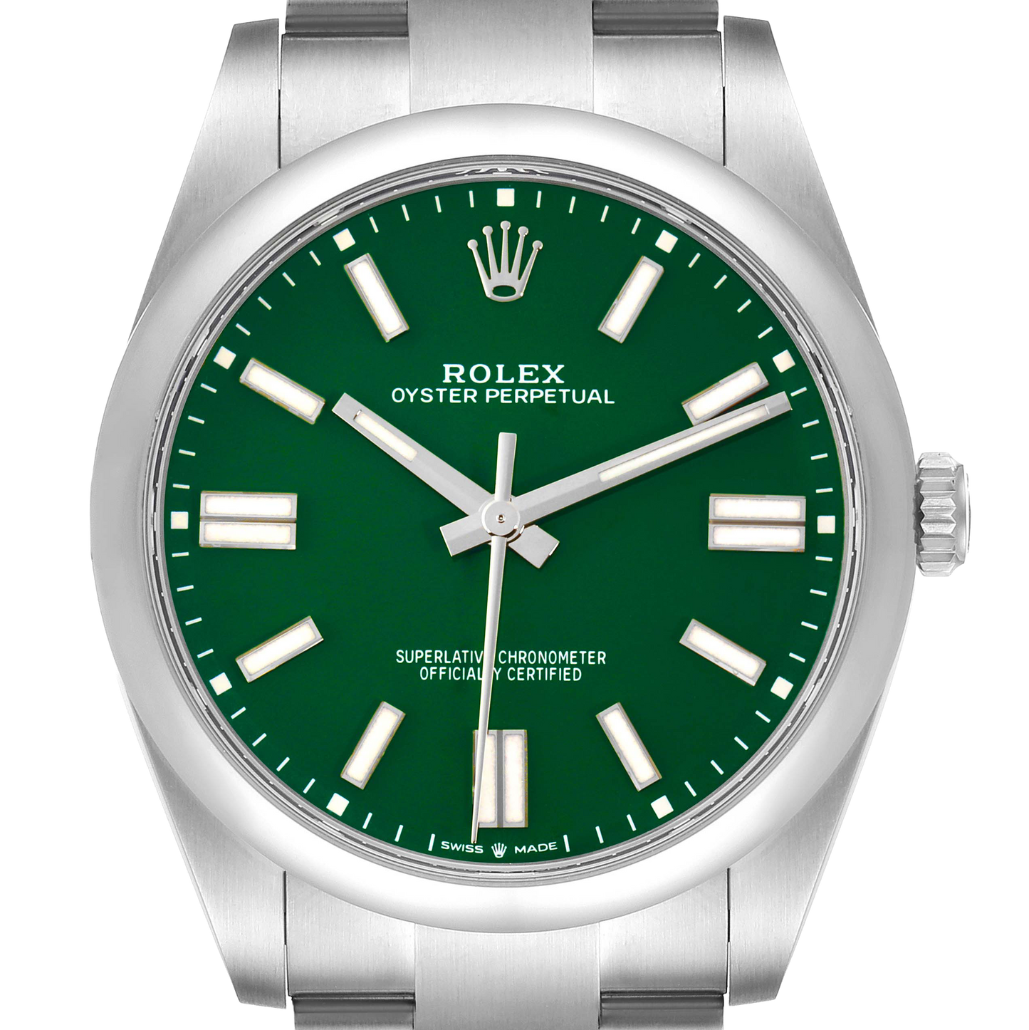 Oyster Perpetual 41mm Green Dial Steel Mens Watch 124300