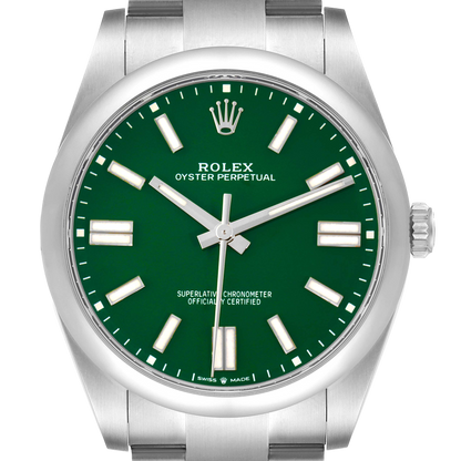 Oyster Perpetual 41mm Green Dial Steel Mens Watch 124300