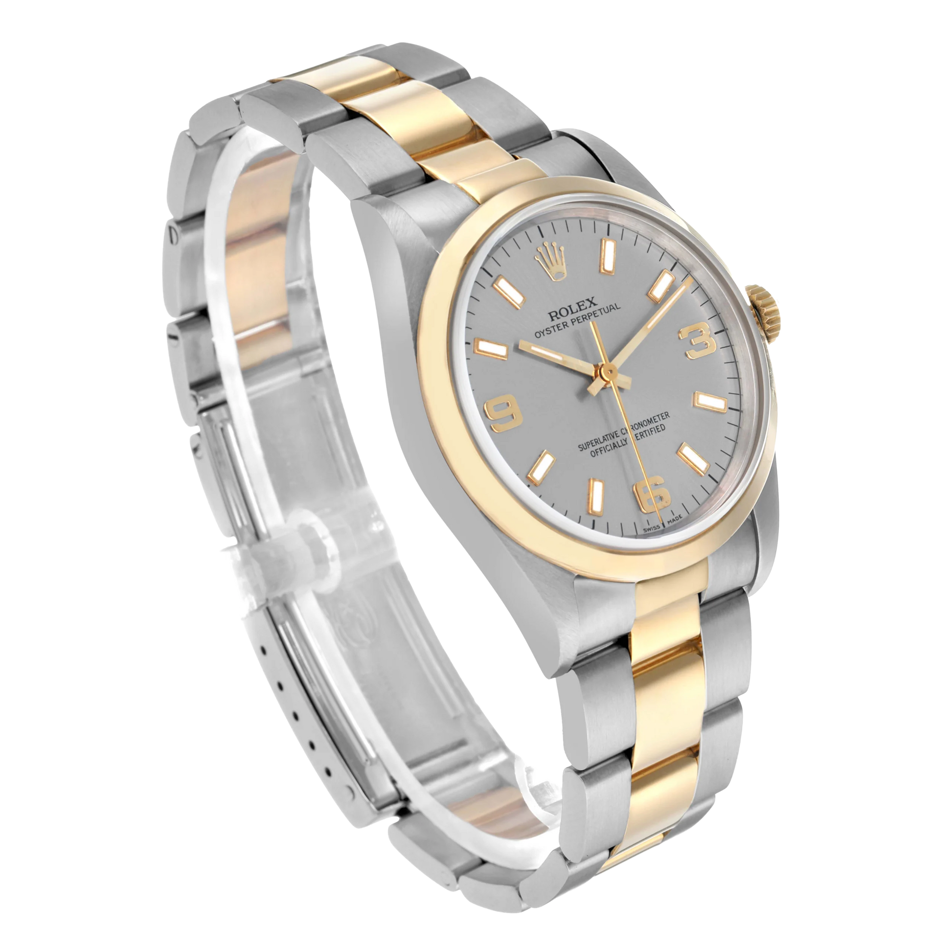 Oyster Perpetual 34mm Steel Yellow Gold Slate Dial Mens Watch 14203