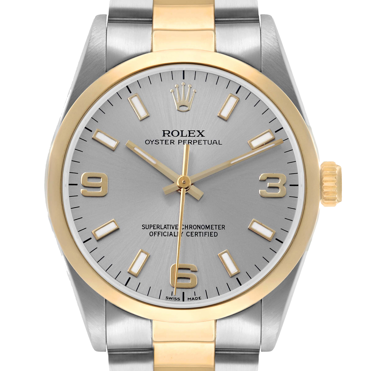 Oyster Perpetual 34mm Steel Yellow Gold Slate Dial Mens Watch 14203
