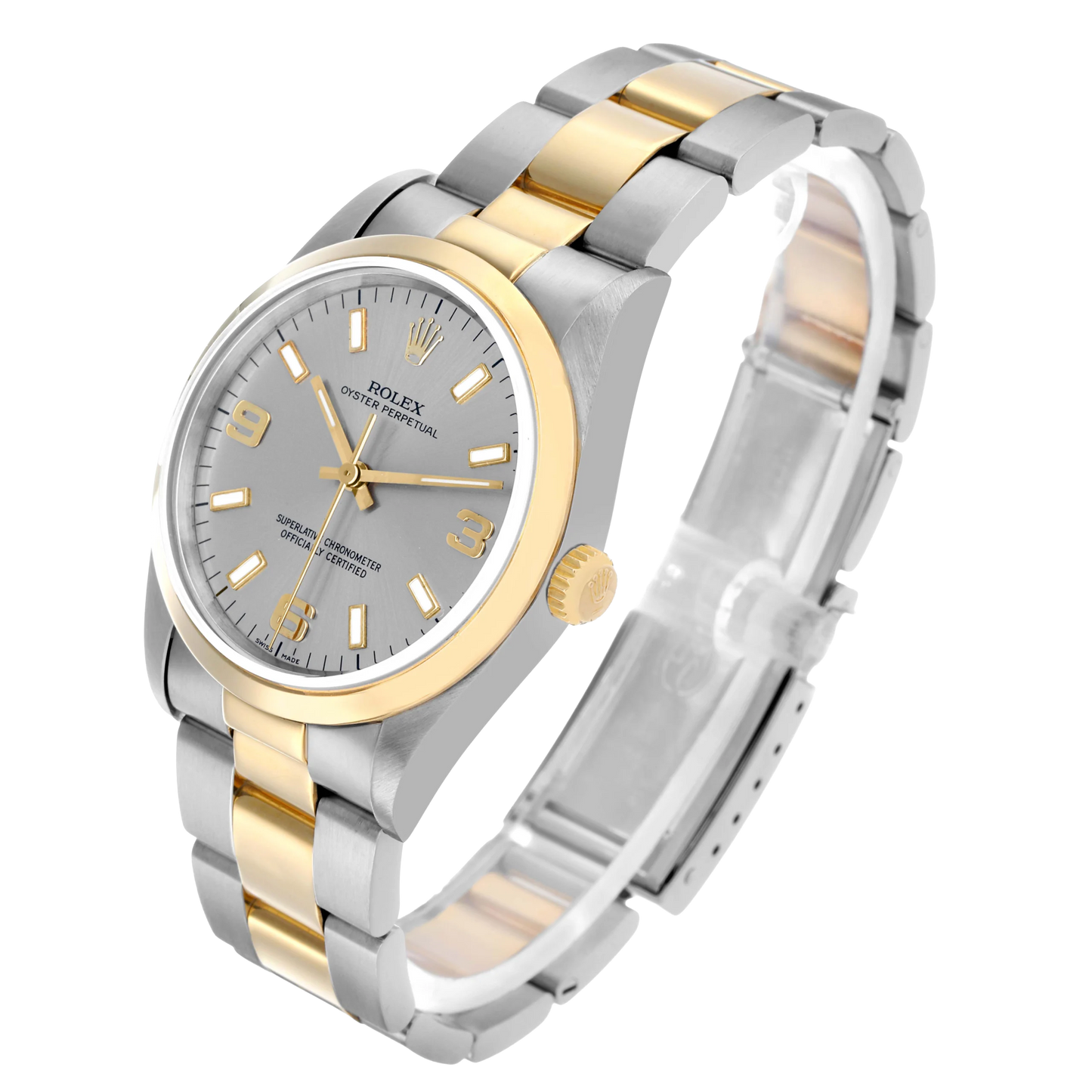 Oyster Perpetual 34mm Steel Yellow Gold Slate Dial Mens Watch 14203