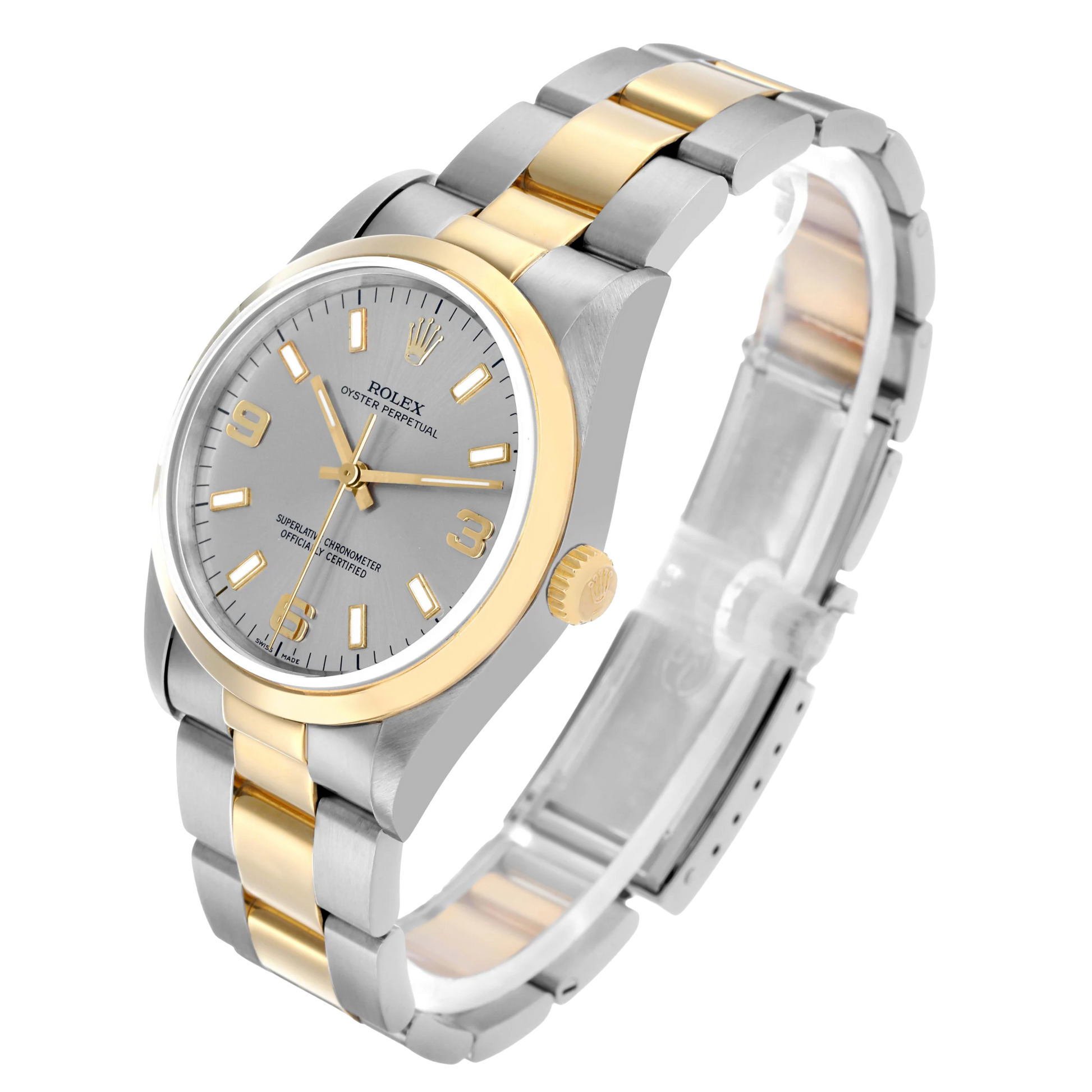 Oyster Perpetual 34mm Steel Yellow Gold Slate Dial Mens Watch 14203