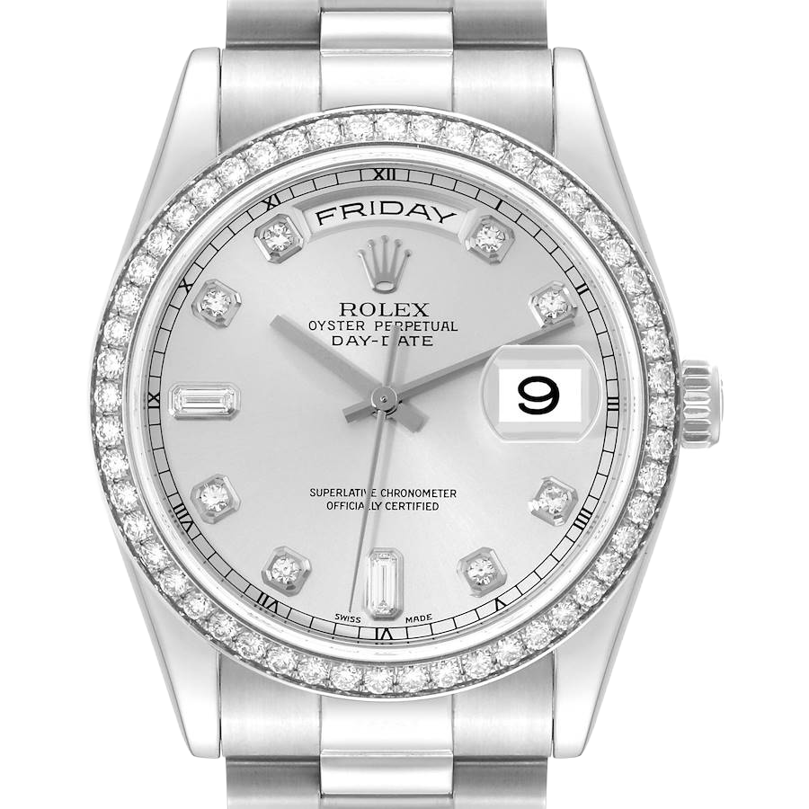 President Day-Date 36mm Platinum Diamond Mens Watch 118346