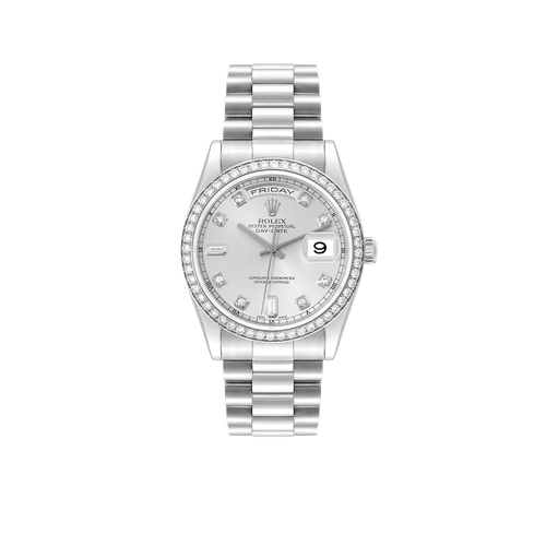 President Day-Date 36mm Platinum Diamond Mens Watch 118346