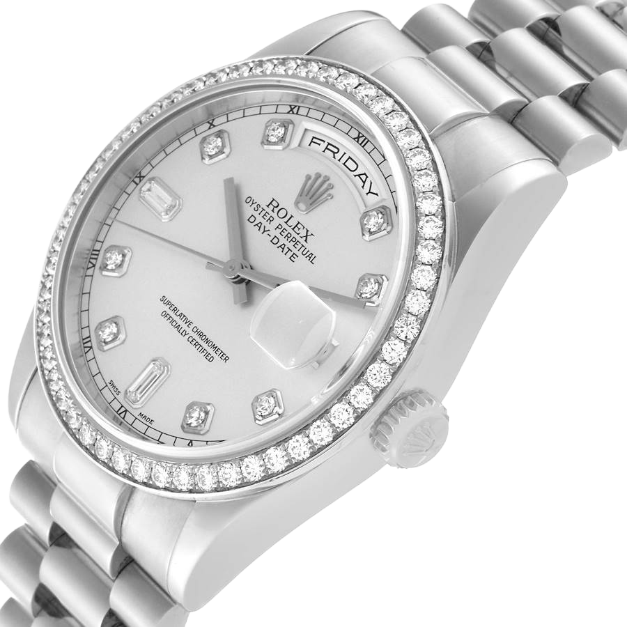 President Day-Date 36mm Platinum Diamond Mens Watch 118346