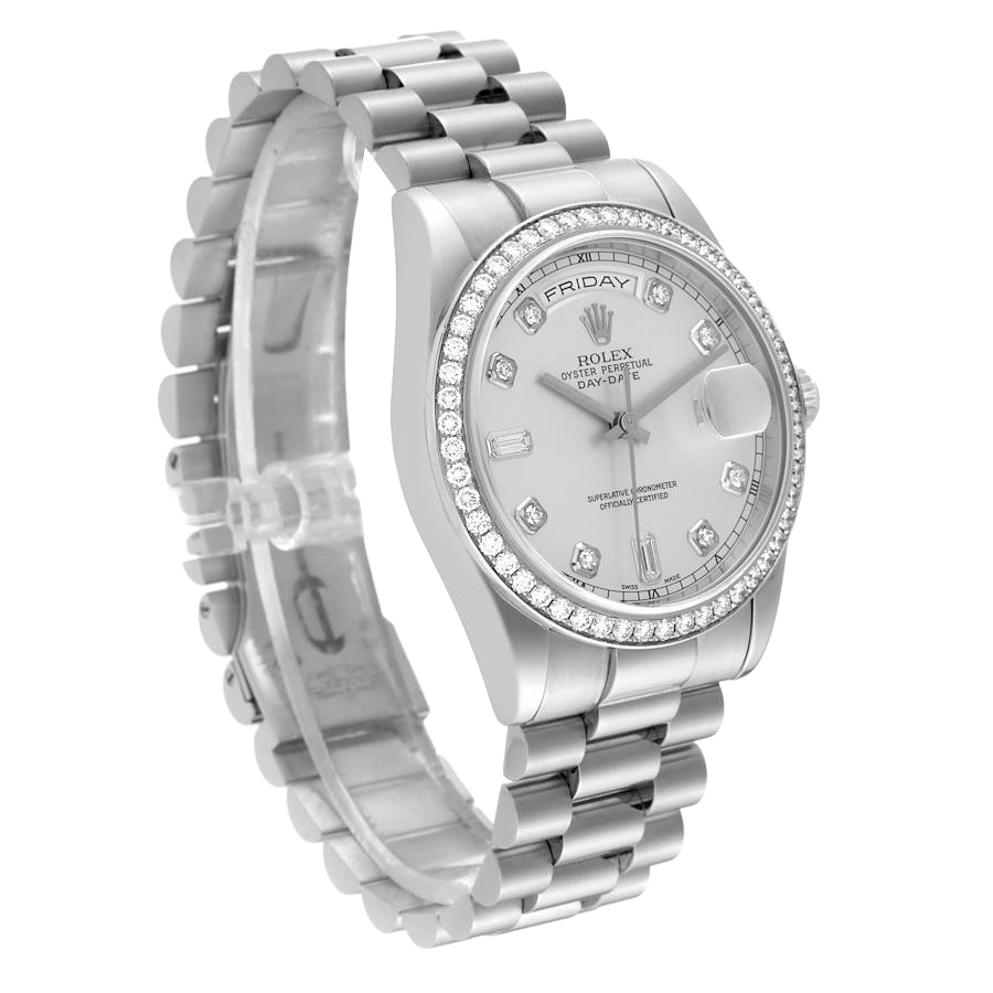 President Day-Date 36mm Platinum Diamond Mens Watch 118346