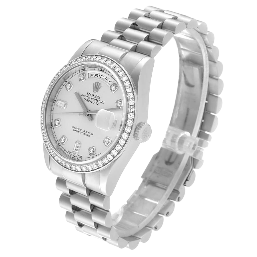 President Day-Date 36mm Platinum Diamond Mens Watch 118346