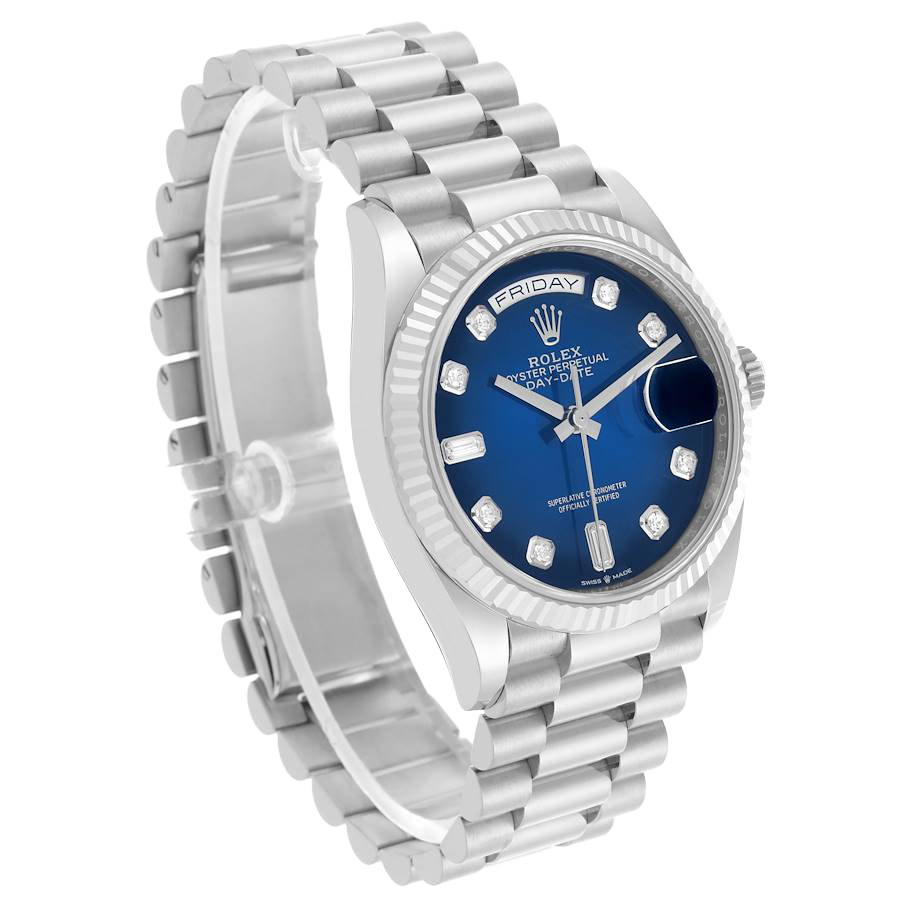 President Day-Date 36mm White Gold Ombre Diamond Dial Mens Watch 128239