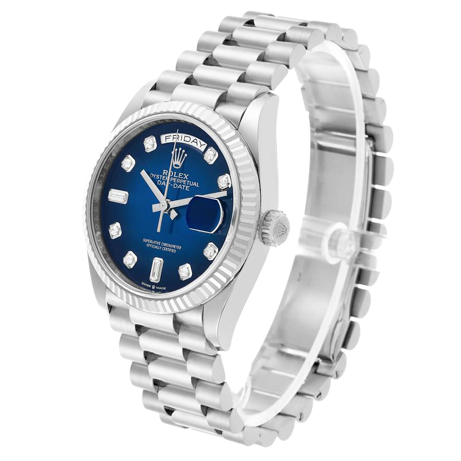 President Day-Date 36mm White Gold Ombre Diamond Dial Mens Watch 128239