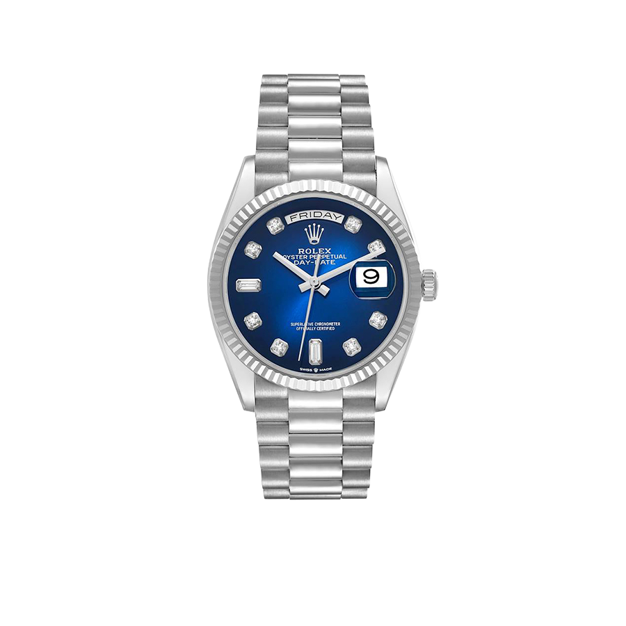 President Day-Date 36mm White Gold Ombre Diamond Dial Mens Watch 128239