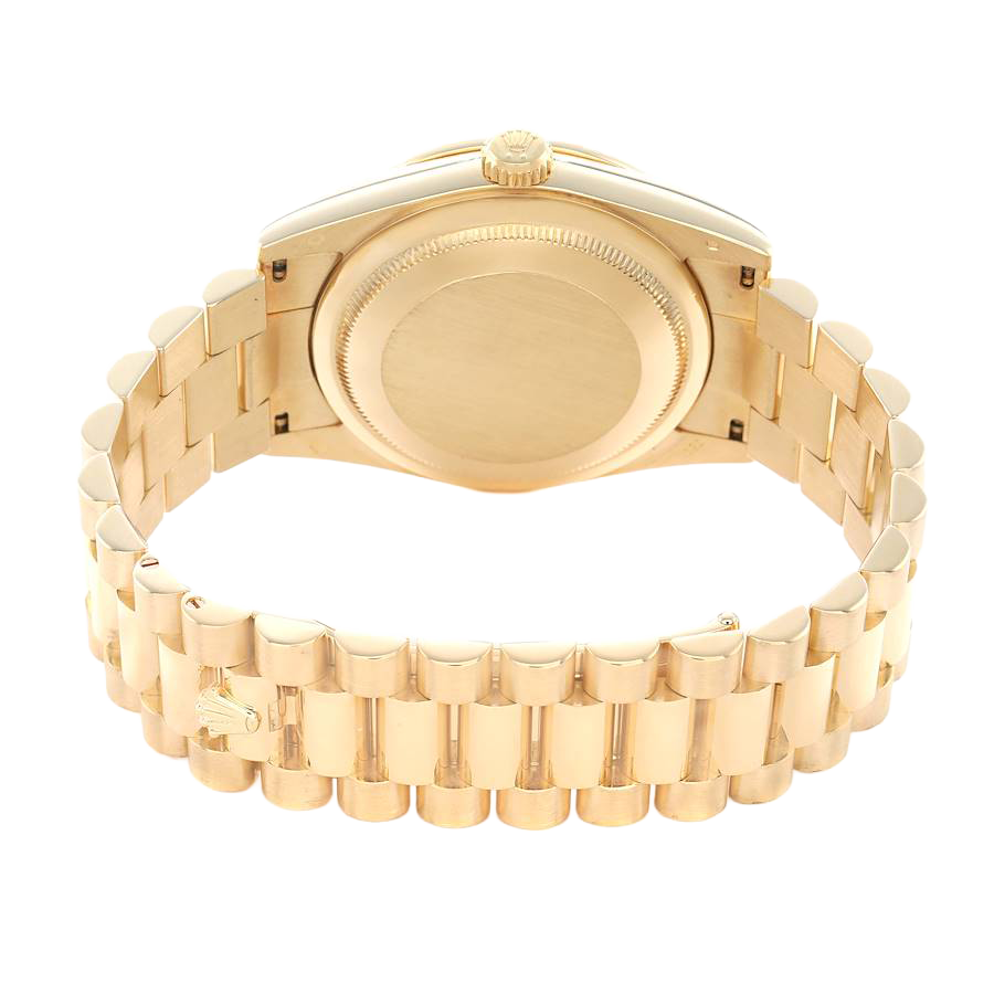President Day-Date 36mm Yellow Gold Diamond Bezel Mens Watch 118348