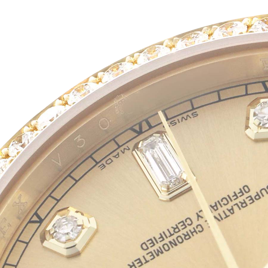 President Day-Date 36mm Yellow Gold Diamond Bezel Mens Watch 118348