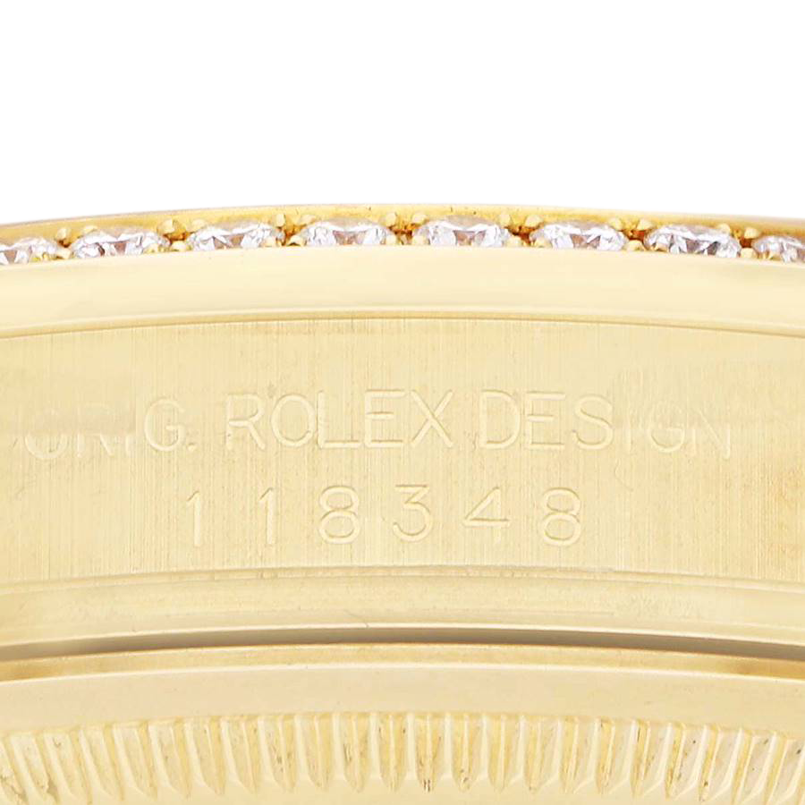 President Day-Date 36mm Yellow Gold Diamond Bezel Mens Watch 118348