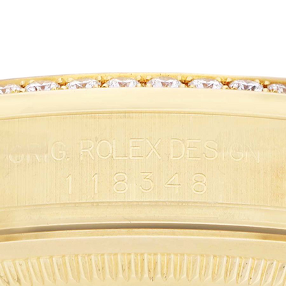 President Day-Date 36mm Yellow Gold Diamond Bezel Mens Watch 118348