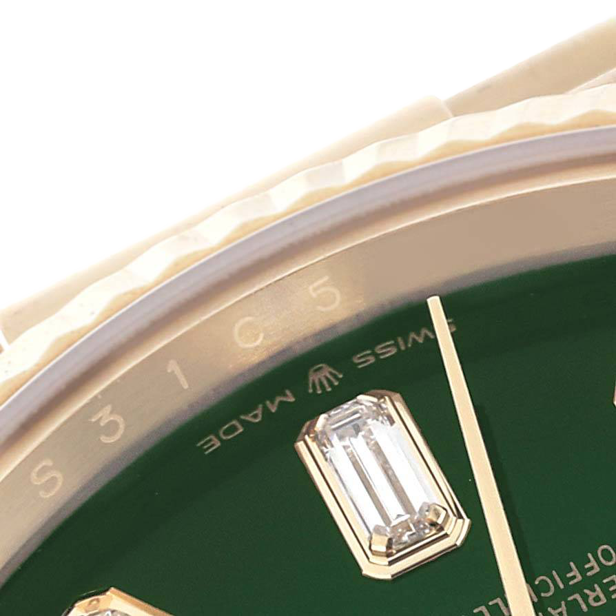 President Day-Date 36mm Yellow Gold Green Diamond Dial Mens Watch 128238
