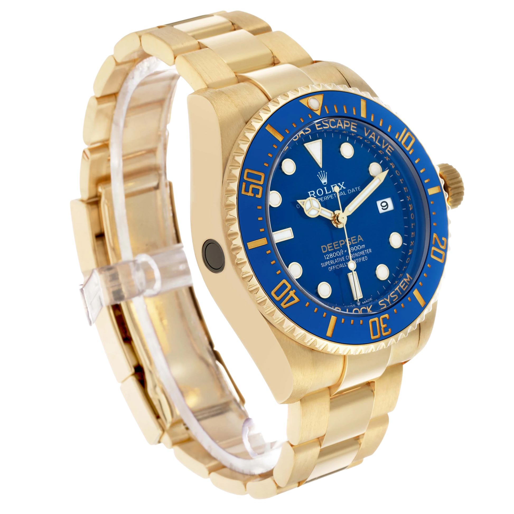 Seadweller Deepsea 44mm Yellow Gold Blue Dial Mens Watch 136668